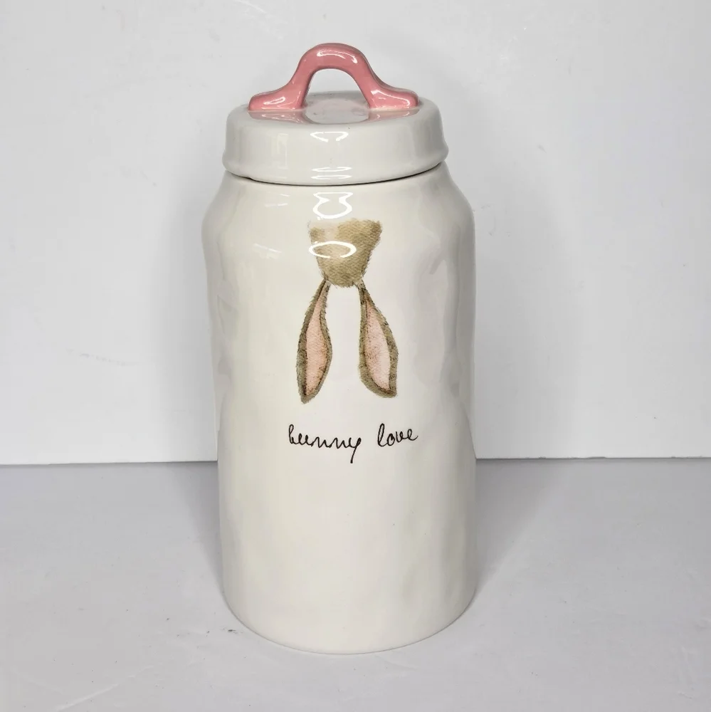 Rae‎ Dunn Easter Pink Bunny Ears Bunny Love Canister Cookie Jar